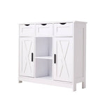 Wooden Sideboard Storage Cabinet With 3 Drawers And 2 Doors