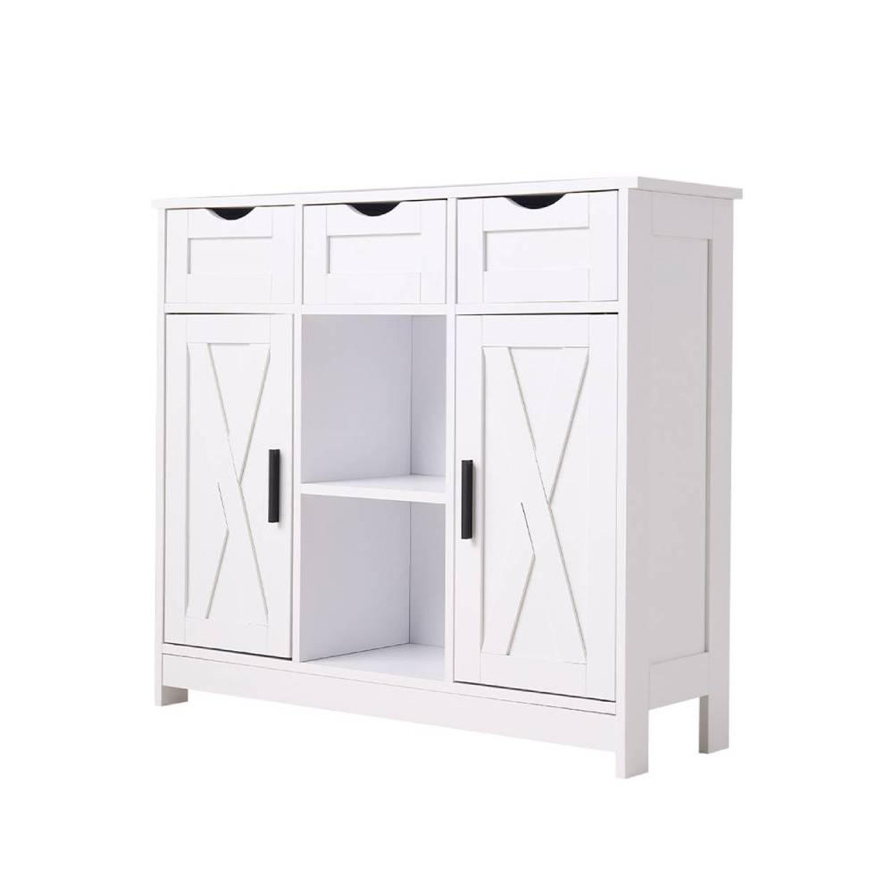Wooden Sideboard Storage Cabinet With 3 Drawers And 2 Doors