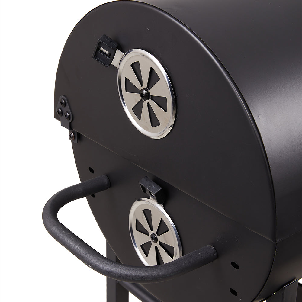 Portable Barrel Charcoal Bbq Grill Smoker With Side Shelves