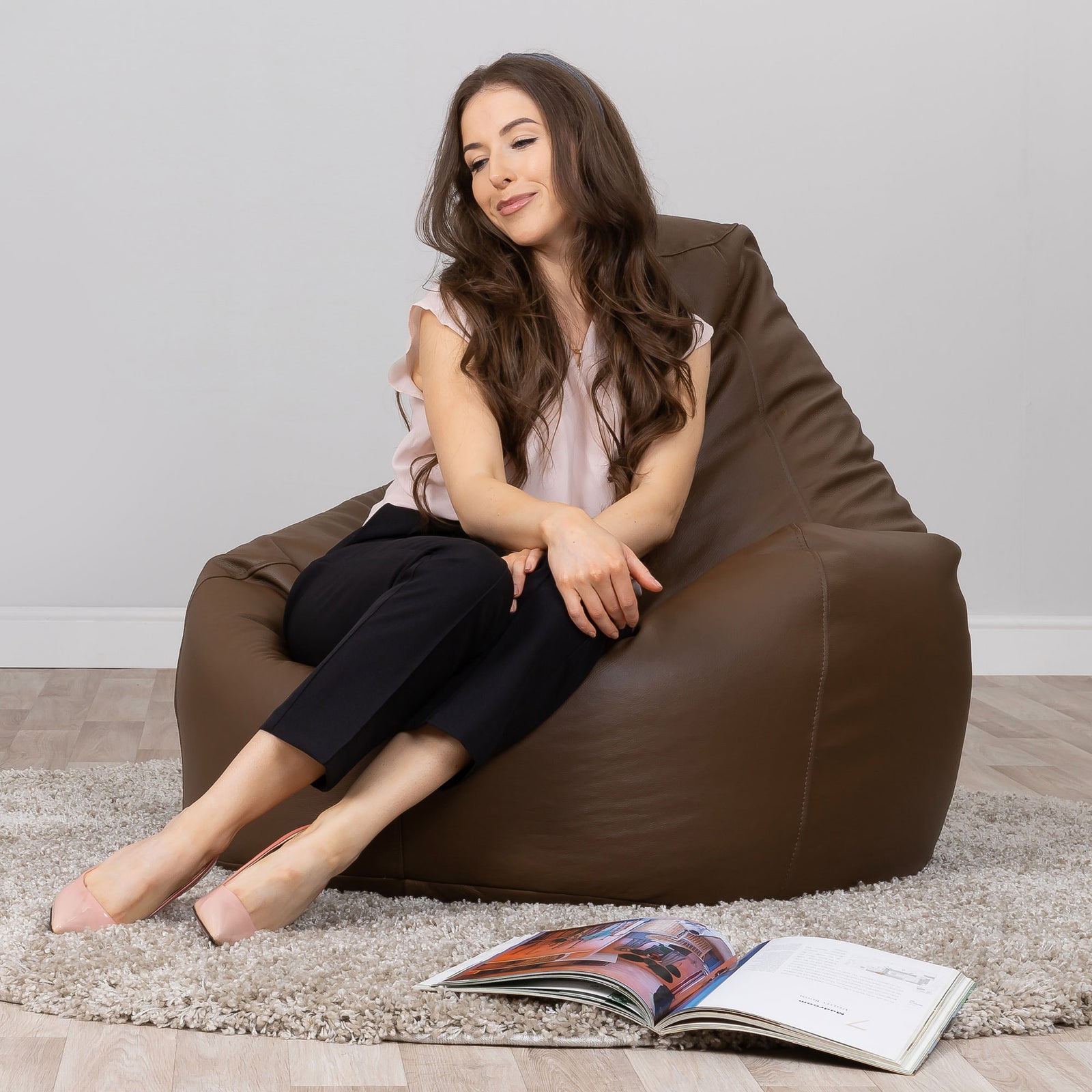 Valencia Leather Bean Bag Recliner | Brown