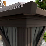 3.6 X 3(m) Metal Garden Hardtop Gazebo With Screened Curtain | Dark Grey