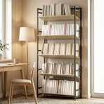 Bookcase Anti-slip Design 5-tier | Oak