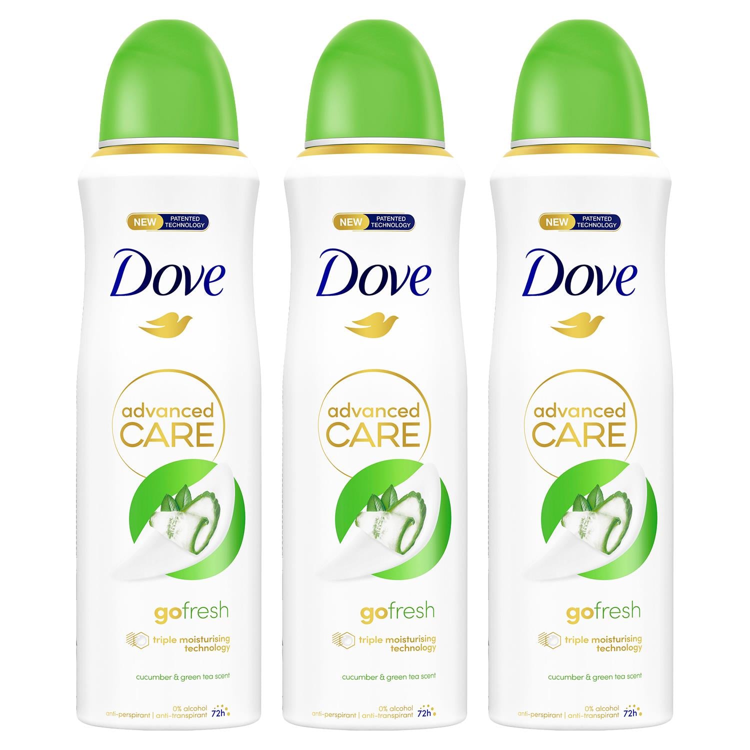 Advanced Care Antiperspirant Deodorant Spray Cucumber & Green Tea, 3x 200ml