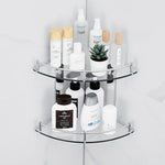 2-tier Tempered Glass Corner Shelf Bathroom Wall Mounted