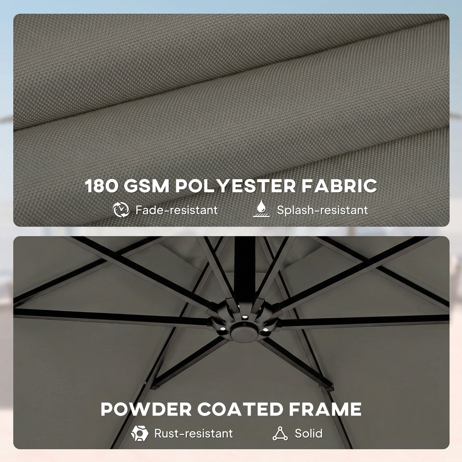 3 M Garden Cantilever Parasol With Cover, Rotation | Grey