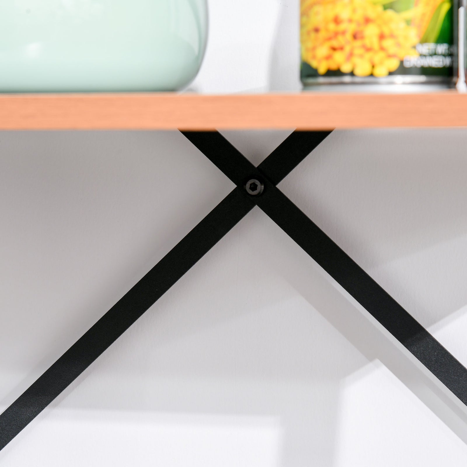 4-tier Minimalistic Ladder Shelf Unit Steel Frame Display | One Size | Brown