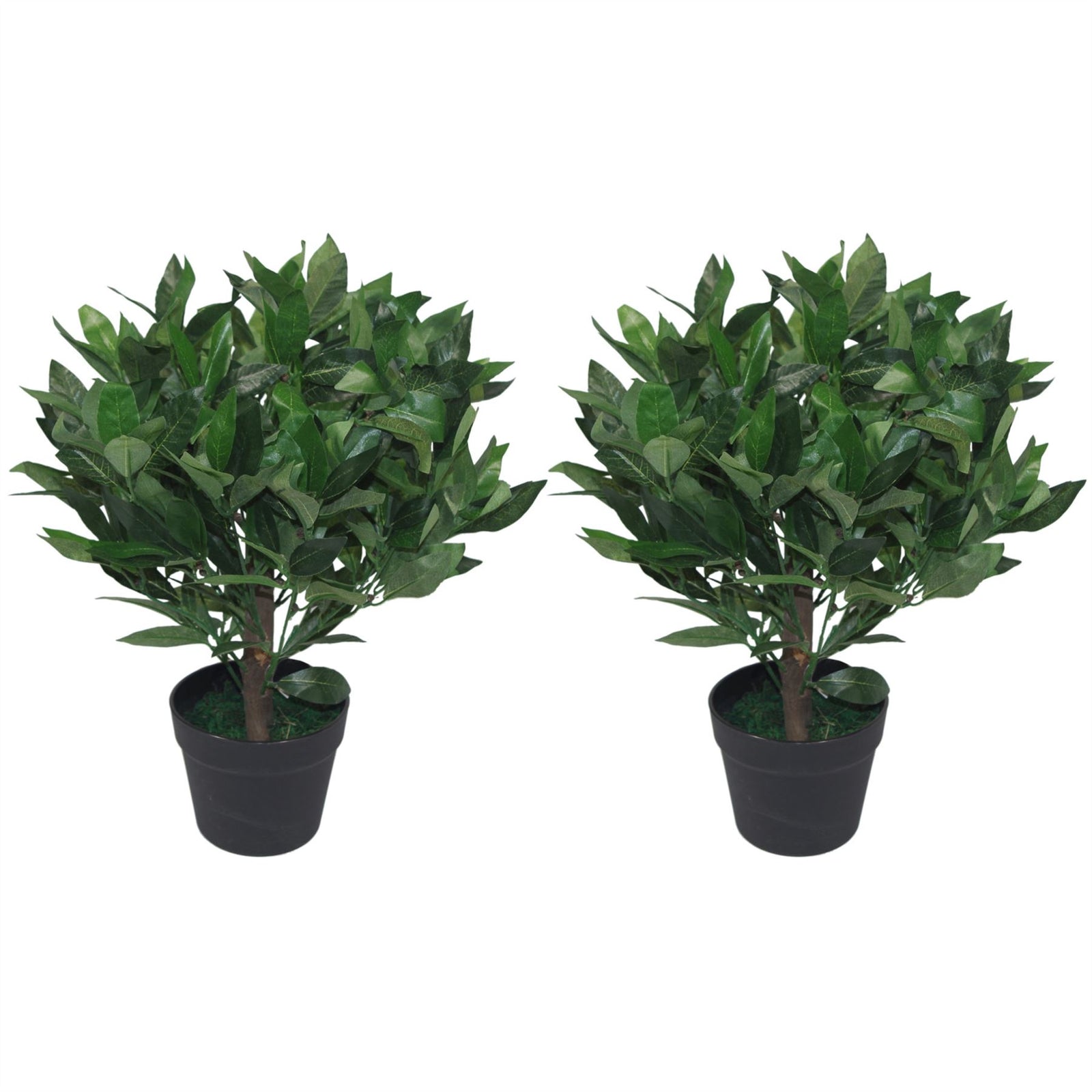Pair Of 50cm Dwarf Artificial Bay Trees Laurel Topiary Bushes