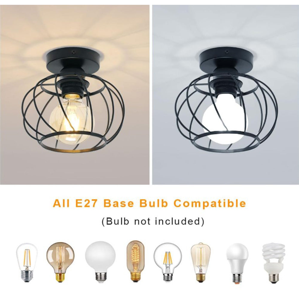 Bath Plus TB+ Industrial E27 Semi Flush Mount Ceiling Light