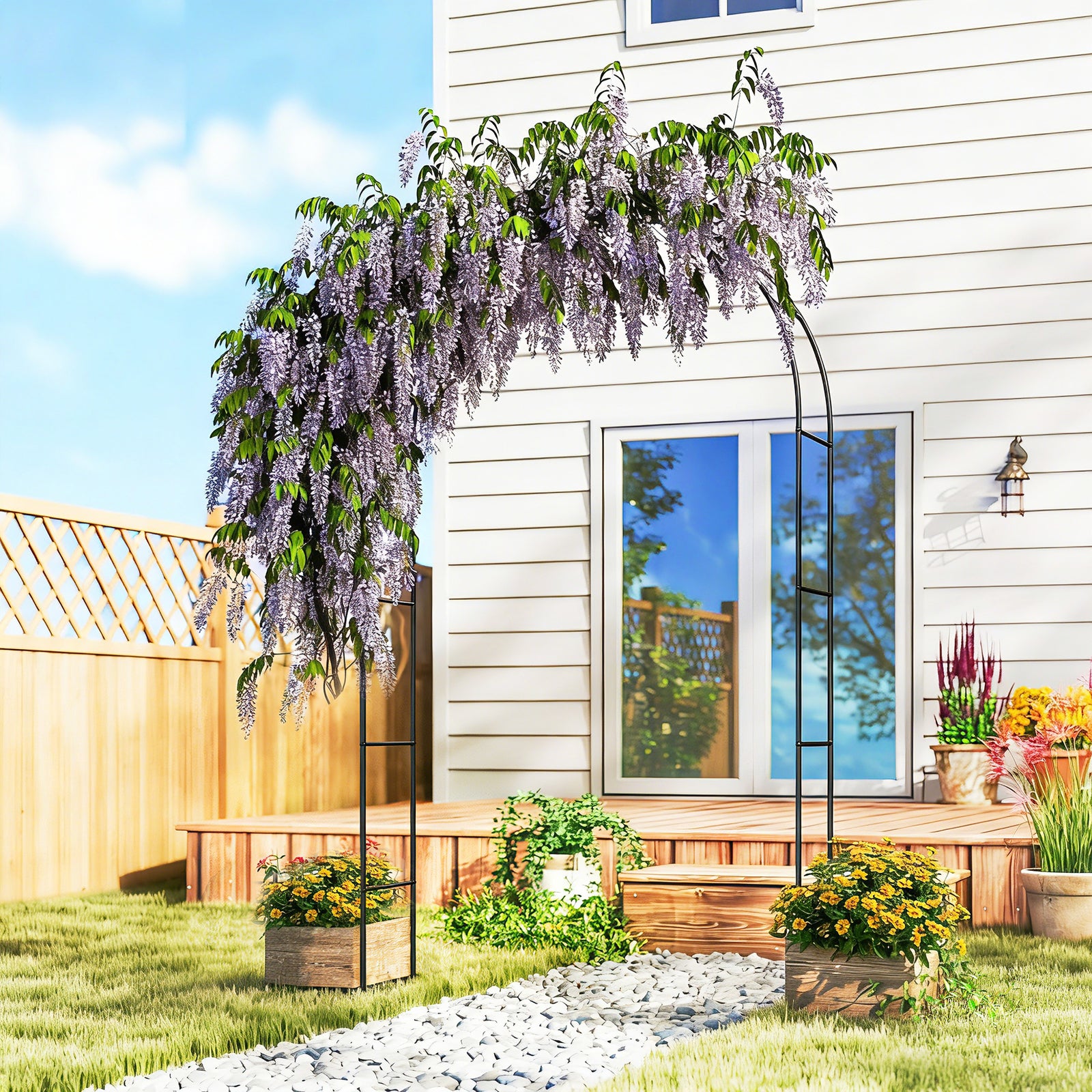 Outsunny Garden Arch, 2.4 M High X 1.5 M Wide Metal Outdoor Wedding Arch
