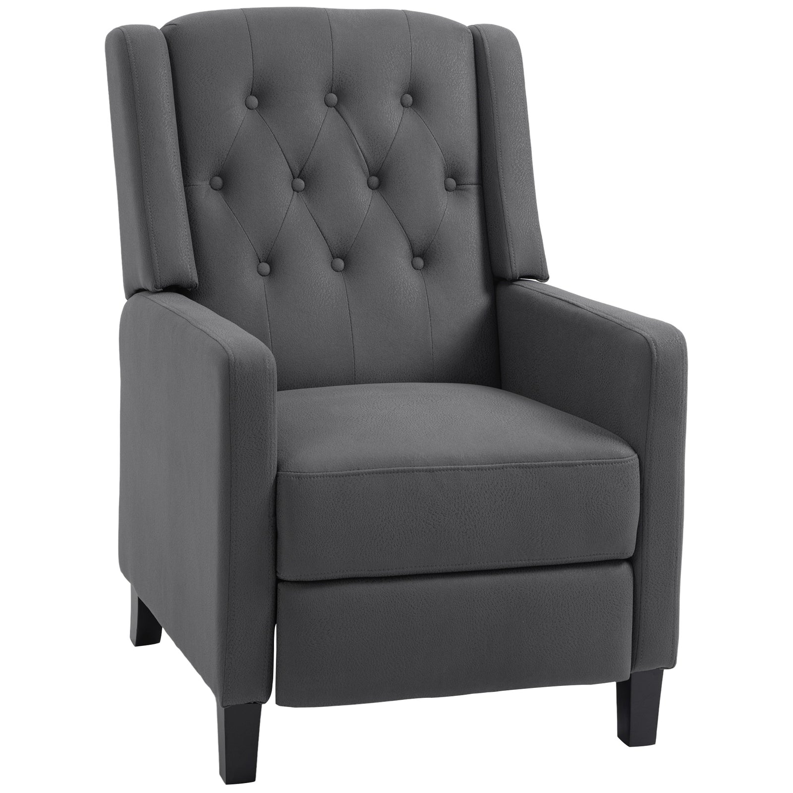 Button Tufted Microfibre Recliner Armchair | Charcoal Grey
