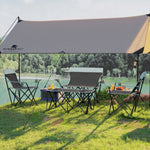 4 Piece Foldable Camping Table And Chairs Set, Grey | Grey