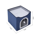 Foldable Multifunctional Cat Bed With Scratching Pad | Navy Blue