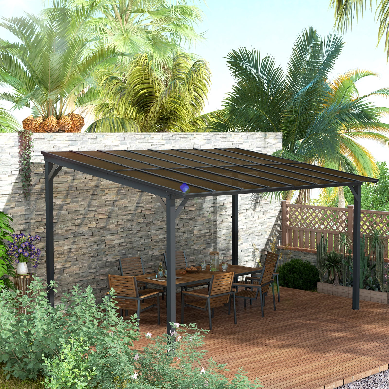 Pergola Kit Gazebo W/ Upf 50+ And Waterproof | Large | Dark Gray