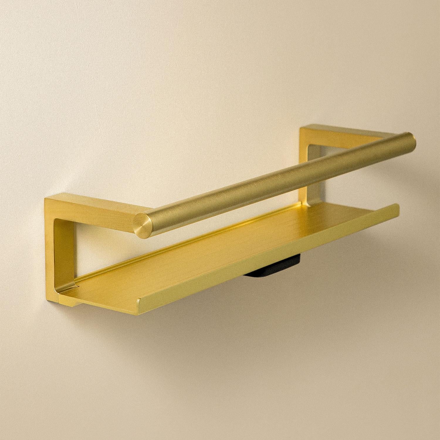 Bathroom Shelf, Organizer, Glass Wiper, Gold Pvd Architect S+ Collection