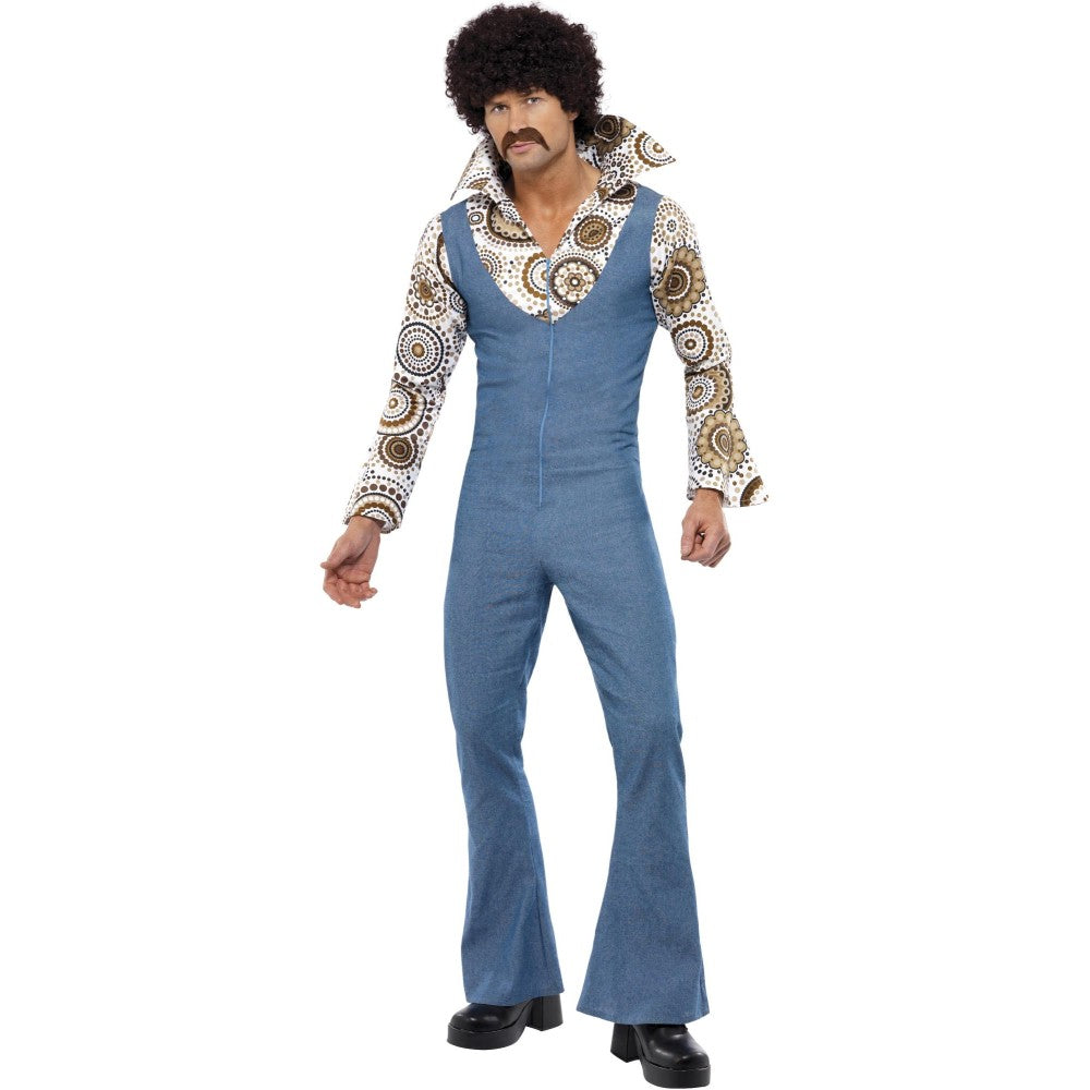 Groovy Dancer Costume, Blue With Jumpsuit | Large