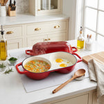 Enamelled Cast Iron Double Loaf Bread Pot With Lid | Red