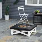 Square Fire Pit Table W/ Grill Shelf, 86cm