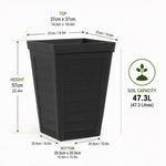 57cm Tall Plank Effect Black Rubber Planters - Indoor Outdoor Planter | Set-of-2