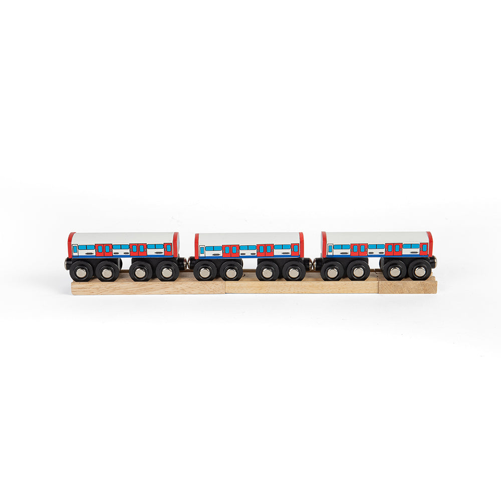 Wooden Underground Train Engine & Carriages