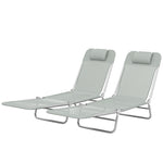 2 Pieces Sun Loungers Foldable Reclining Chair | Light Grey