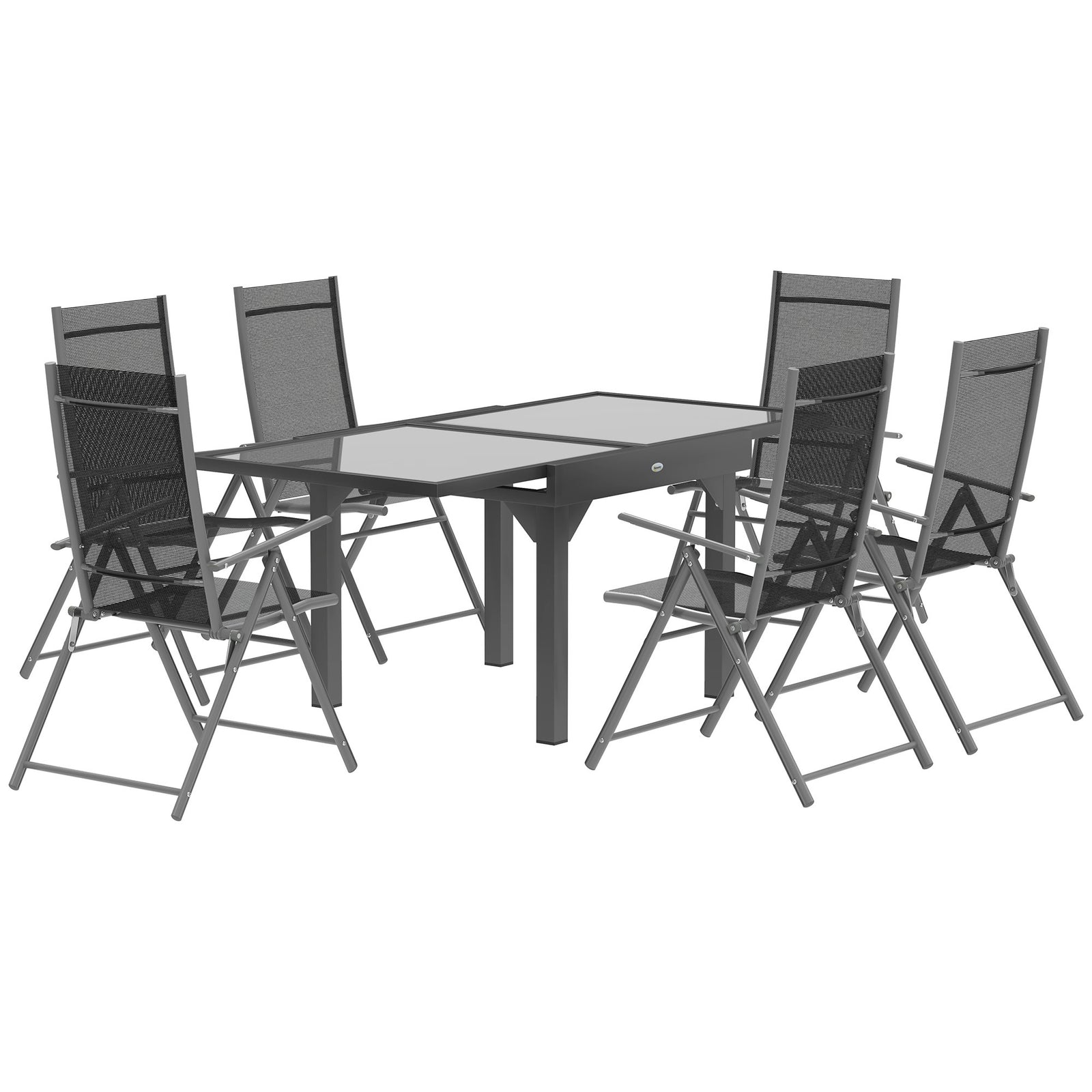 7 Piece Dining Set W/ Extendable Table And 6 Folding Chairs