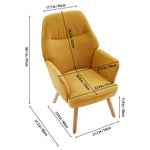 Upholstered Armchair With Solid Wood Legs, Soft Cushioned Seat | Mustard Yellow