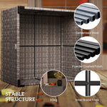 Outdoor Coffee Table W/ Glass Top, Rattan Side Table | Black