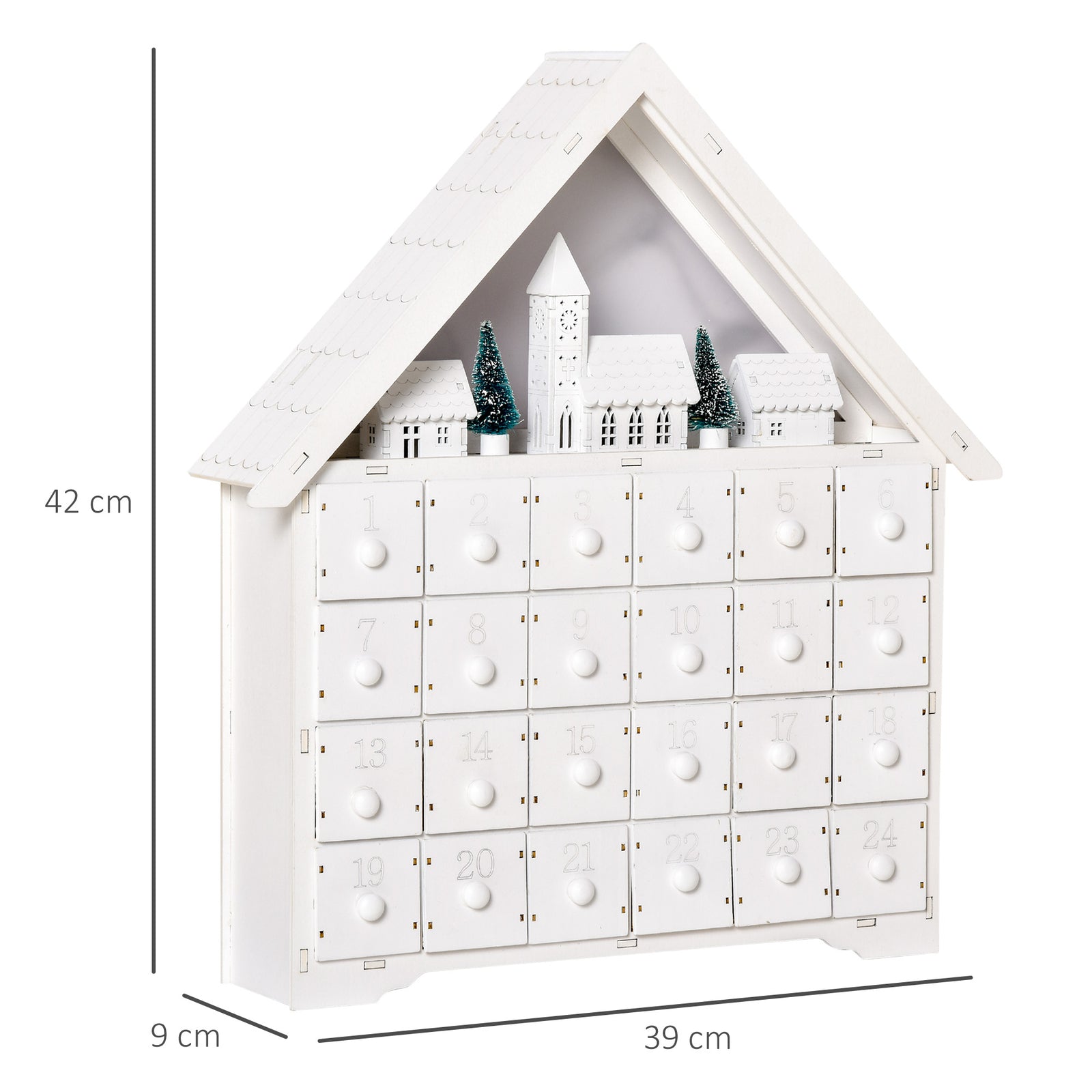 24-drawer Wooden Christmas Advent Calendar, Wooden Light-up Decoration