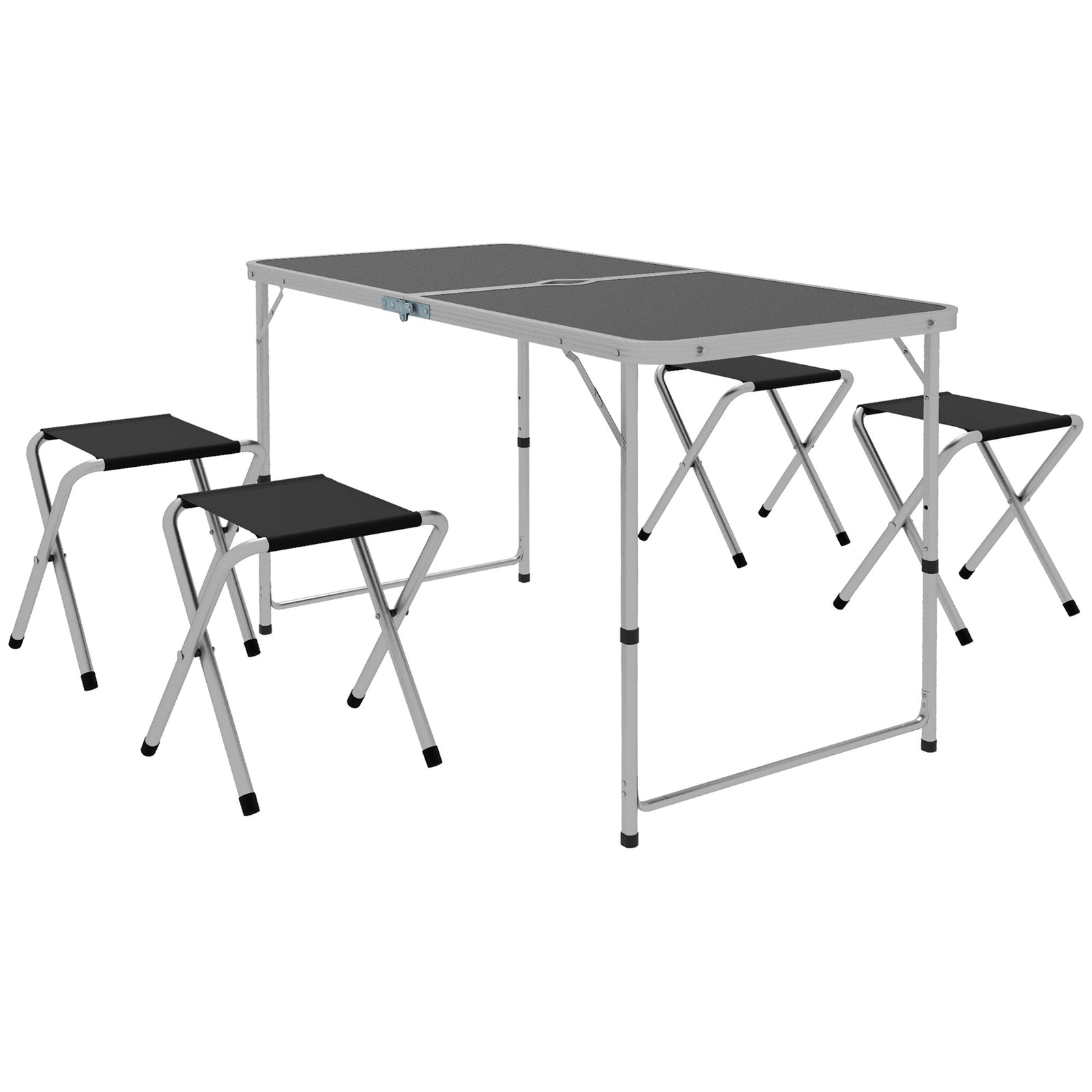 4ft Folding Picnic Table And Chairs, Portable | Black