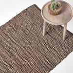 Madras Leather Hemp Rug | 120cm x 180cm | Brown