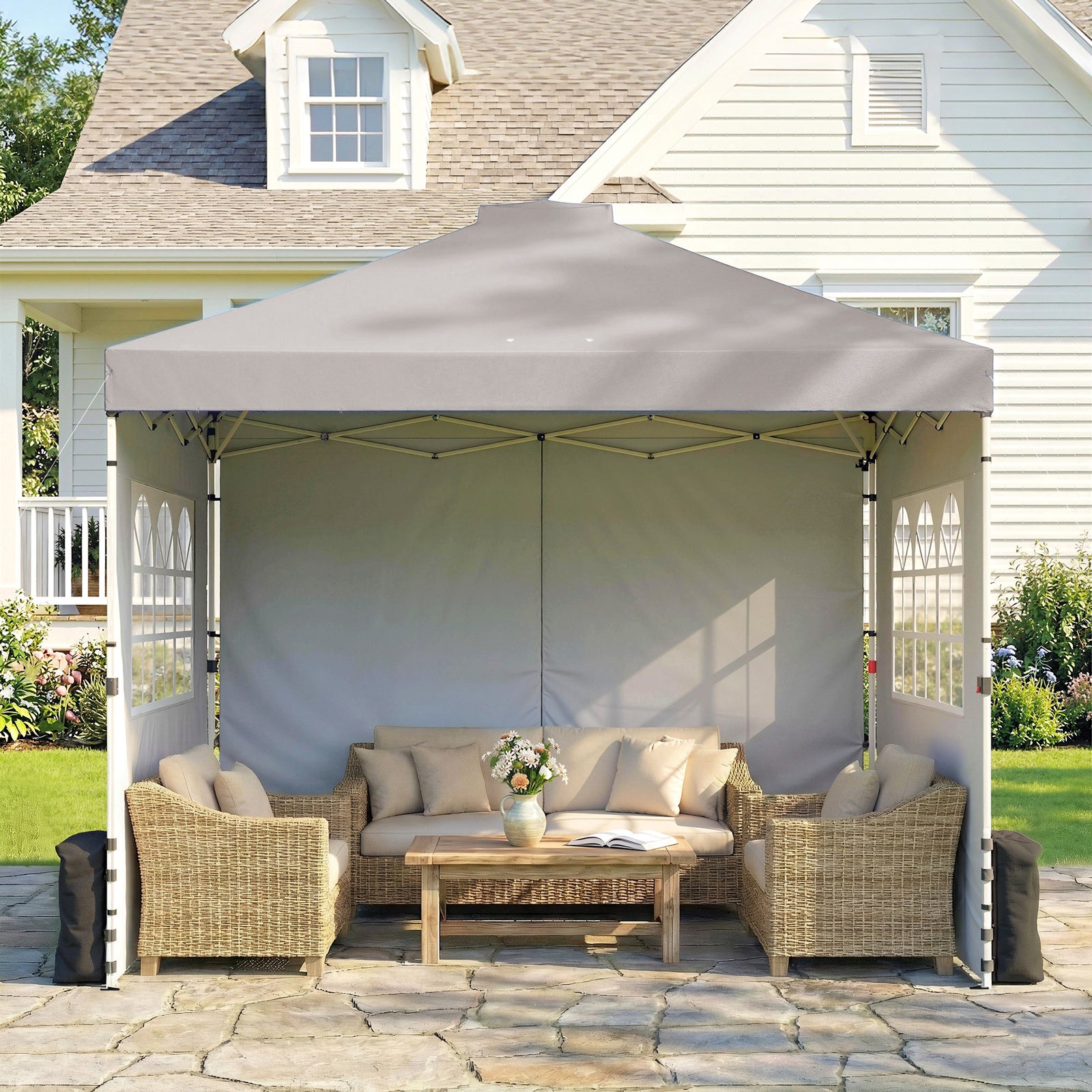 Pop Up Gazebo Waterproof Height Adjustable 3 X 3 (m) | Grey