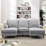 Woodbury 218cm Wide U-shaped Velvet Fabric Corner Sofa | 3 | Gray