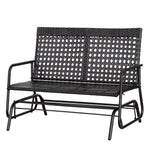 Rattan 2 Seater Wicker Glider Bench, Black