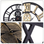 Industrial Large Retro Silent Wall Clock For Home Decor | Gold