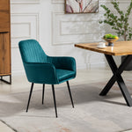 Set Of 2 Carrara Velvet Dining Chairs | Teal