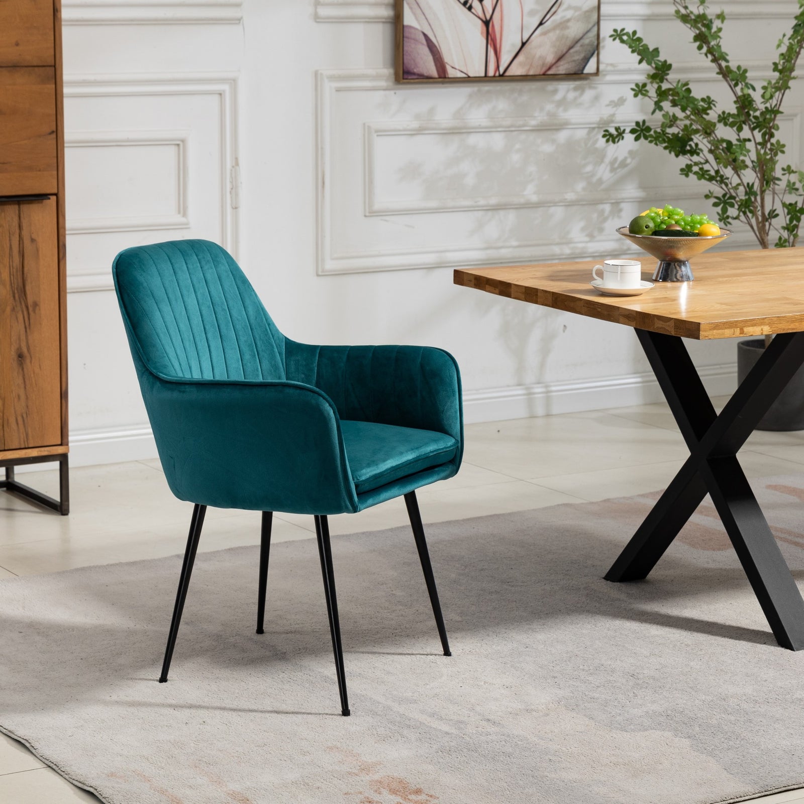 Set Of 2 Carrara Velvet Dining Chairs | Teal