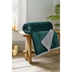 Flannel & Sherpa Throw | 130cm x 170cm | Bottle Green