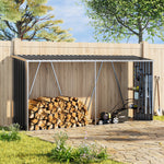 Outdoor Steel Firewood Rack Zinc Steel Firewood Log Storage Shed