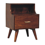Solid Wood T-bar Raised Back Bedside