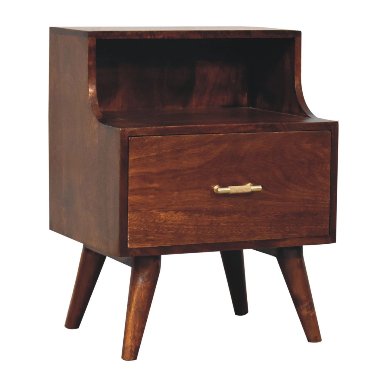 Solid Wood T-bar Raised Back Bedside