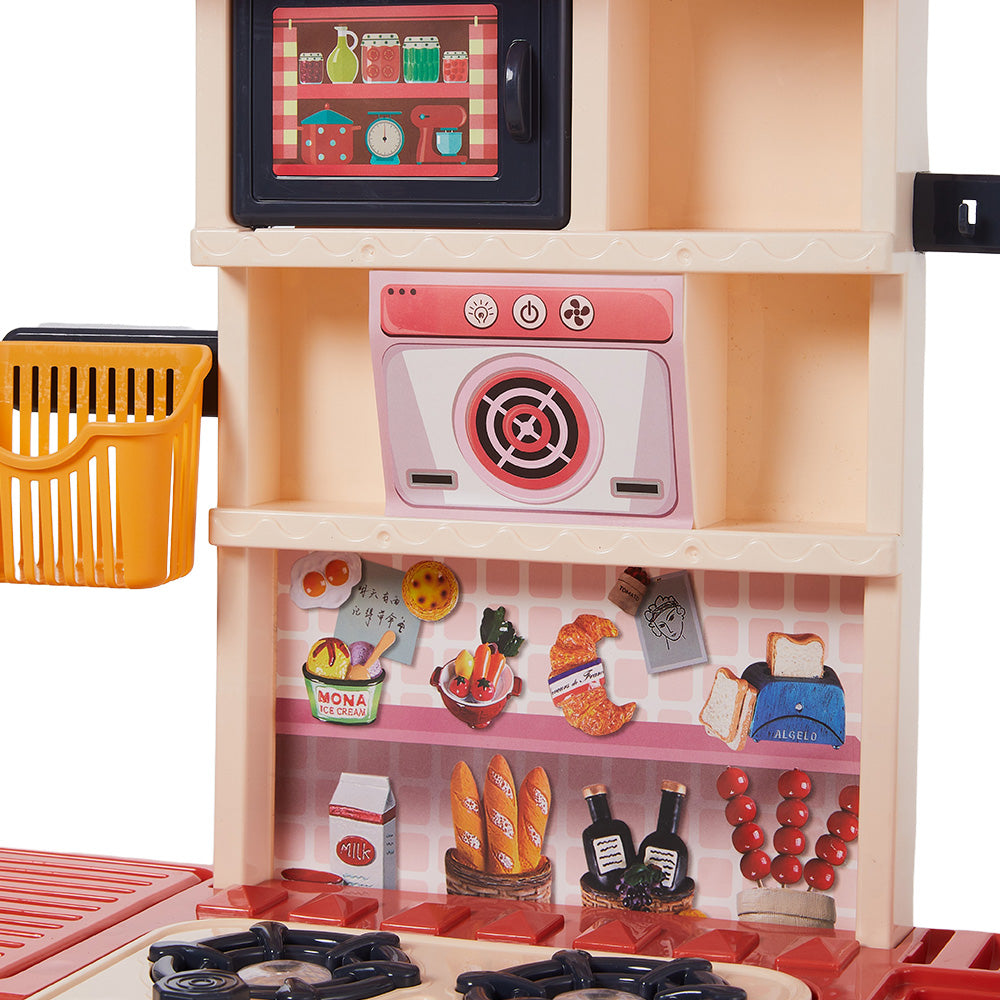 Children Pretend Kitchen Playset 43pcs Toy Accessory Set | Red