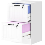 HOMCOM 2 Drawer File Cabinet With Lock And Adjustable Hanging Bars, White