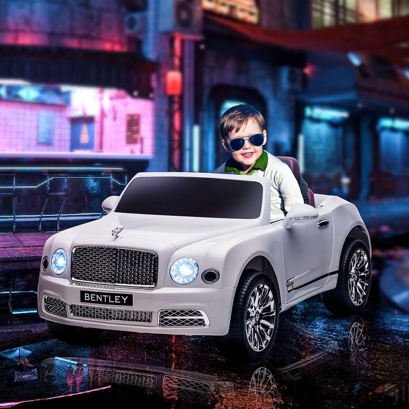 Bentley Mulsanne Licensed Kids Electric Ride-on Car W/ Remote - White