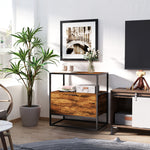 Industrial-style Side Table With Drawer, Open Shelf