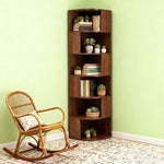 6-tier Wooden Corner Storage Shelf | Walnut