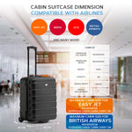 56x45x25cm Hard Cabin Suitcase - Lightweight 2-Wheel ABS Carry On Hand Luggage | Cabin | Black