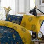 Sun, Moon And Stars Cotton Rich 200 Thread Count Reversible Duvet Cover Set | Super King | Navy Blue