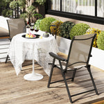 Folding Chair W/ Breathable Mesh Fabric Seat | Set of 2 | Brown