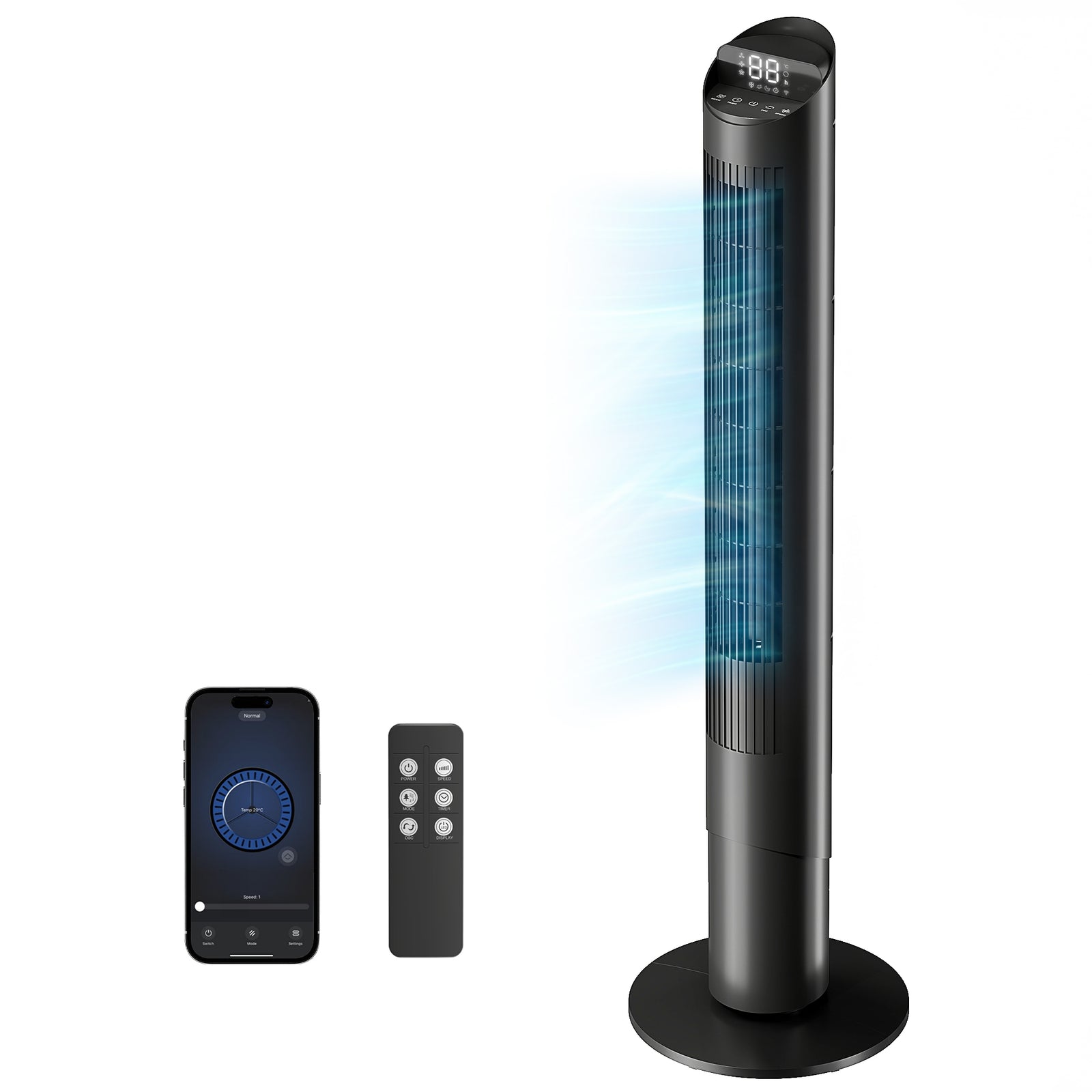 Tower Fan Wifi App Control 101.8cm | Black