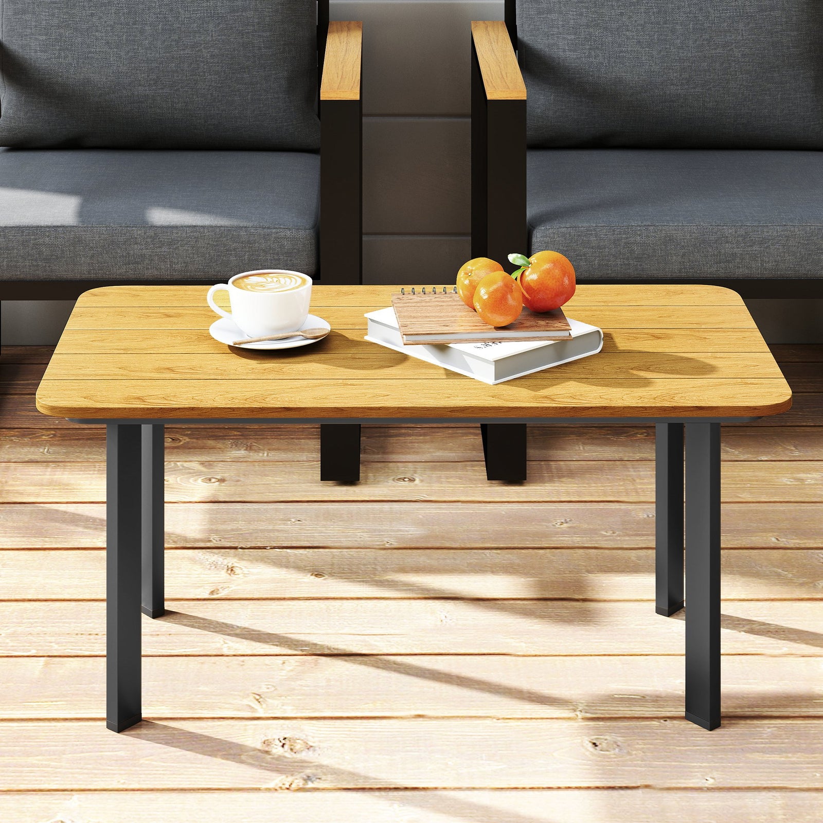 Outdoor Coffee Table, Garden Table With Slatted Wpc Top | Brown